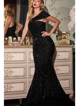 Ladivine by cinderella divine Dresses - Ladivine CD980 One-Shoulder Sequin Gown