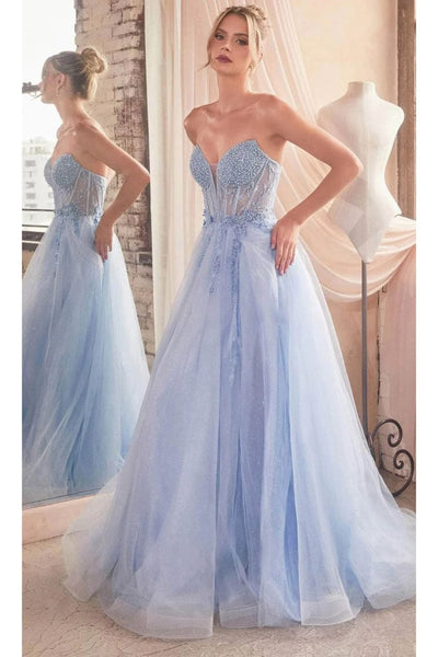 Ladivine by cinderella divine Dresses Designer - Ladivine CD0230 - Beaded Appliqued A-Line Prom Gown - Dress