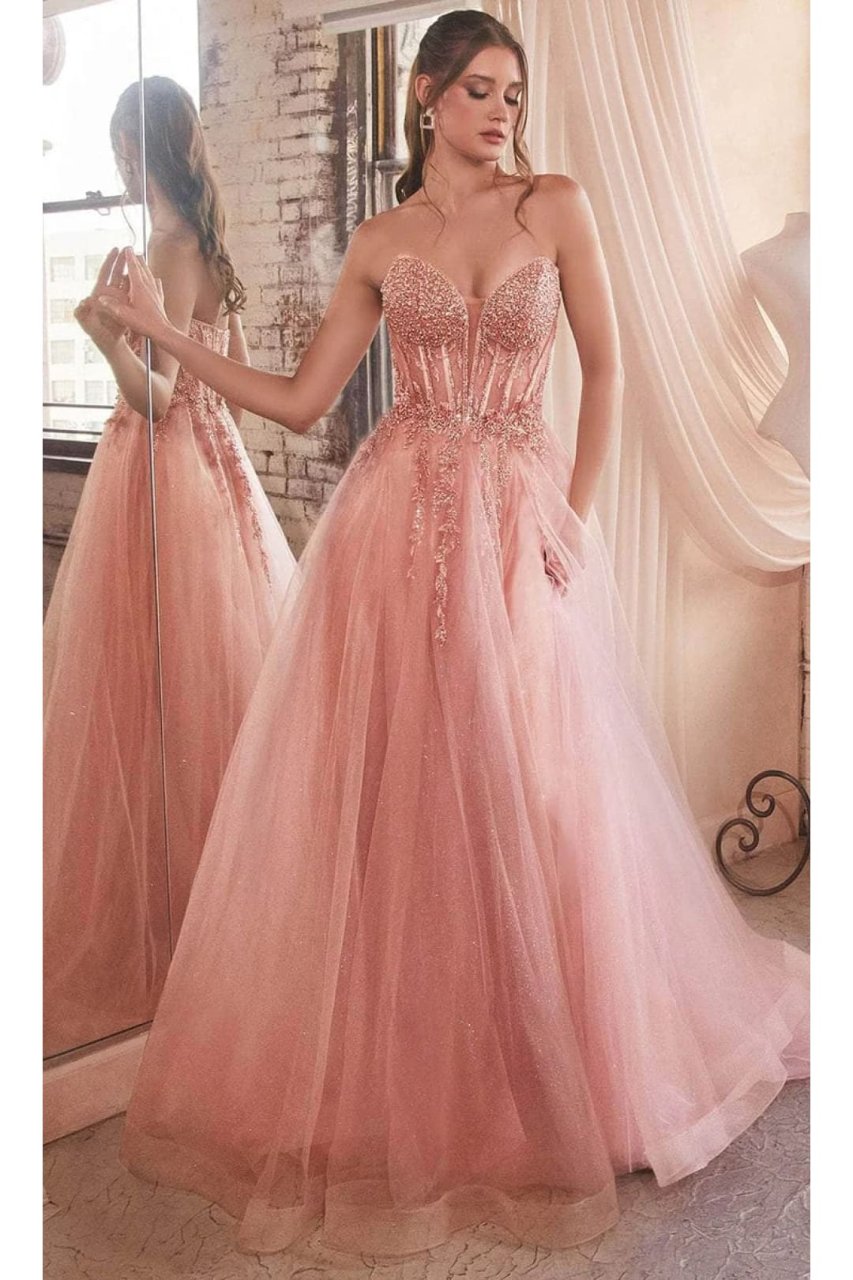 Ladivine by cinderella divine Dresses Designer - Ladivine CD0230 - Beaded Appliqued A-Line Prom Gown - Dress