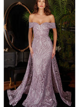 Ladivine J836 Glitter Prom Dress Overskirt Glitter Sheath Evening Gown