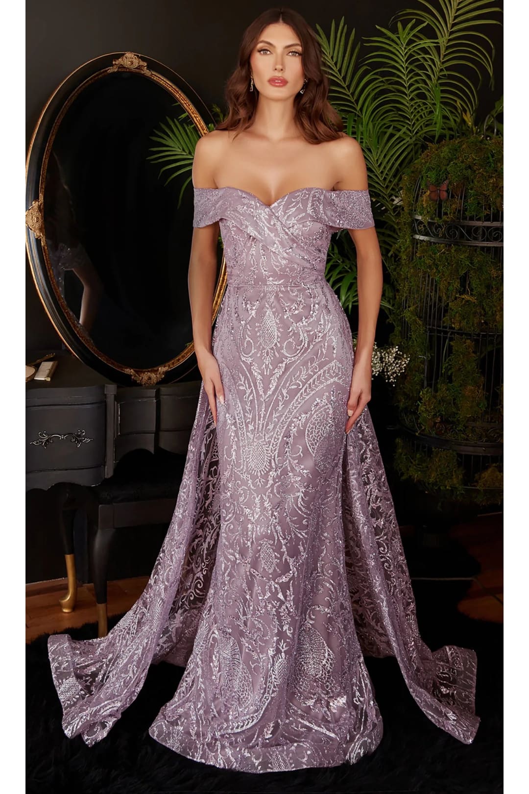 Ladivine by cinderella divine Dresses - Ladivine J836 Glitter Overskirt Cocktail Gown - Prom