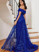 Ladivine J836 Glitter Prom Dress Overskirt Glitter Sheath Evening Gown