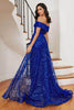 Ladivine by cinderella divine Dresses - Ladivine J836 Glitter Overskirt Cocktail Gown - Royal / 6 - Prom