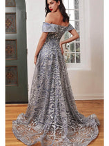 Ladivine J836 Glitter Prom Dress Overskirt Glitter Sheath Evening Gown