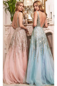 Ladivine C135 - Embellished Sleeveless Prom Evening Dress - Prom