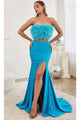 Ladivine C141 - Feather Embellished Two-Piece Gown - Prom