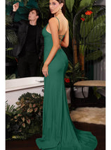 Ladivine C142 High Slit Draped Prom Gown