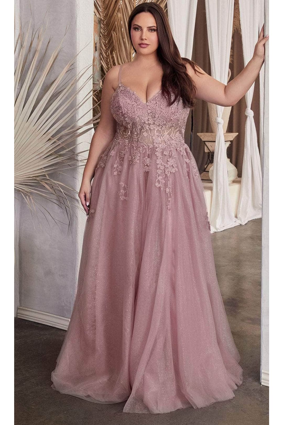 Ladivine C148 - Lace-Up Sweetheart Neck Prom Gown - Prom
