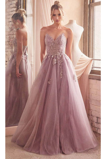 Ladivine C148 - Lace-Up Sweetheart Neck Prom Gown - Prom