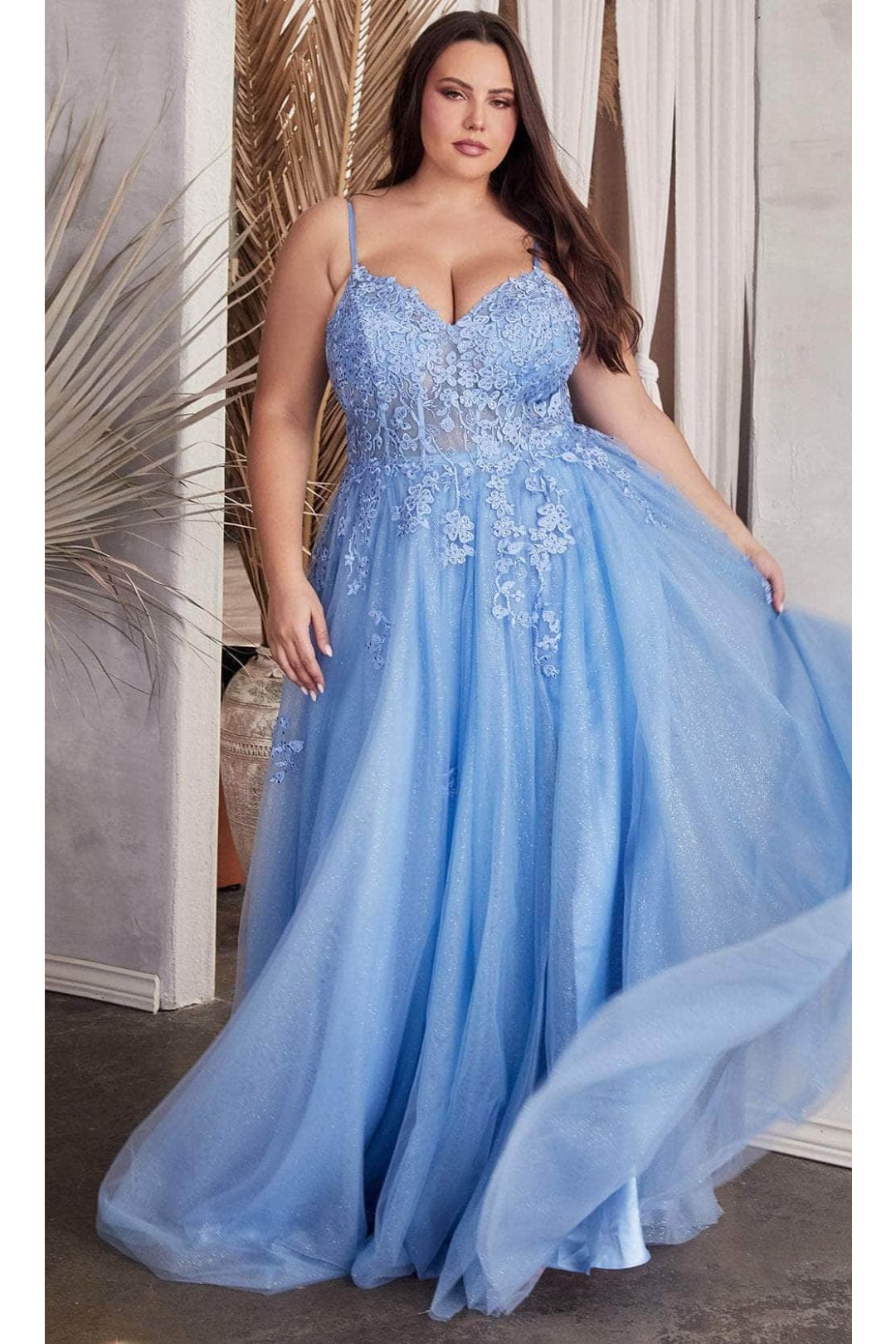 Ladivine C148 - Lace-Up Sweetheart Neck Prom Gown - Prom