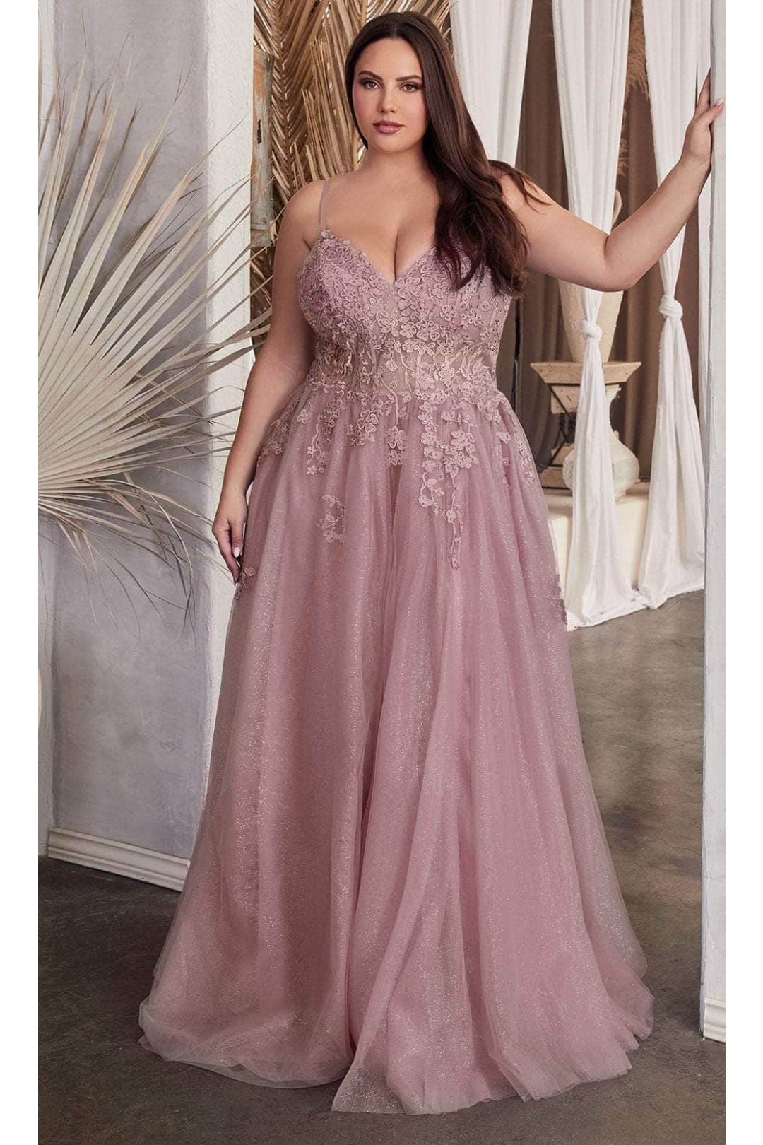 Ladivine C148C - Sleeveless Embroidered Prom Dress - Dusty Mauve / 18 - Prom