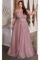Ladivine C148C - Sleeveless Embroidered Prom Dress - Dusty Mauve / 18 - Prom