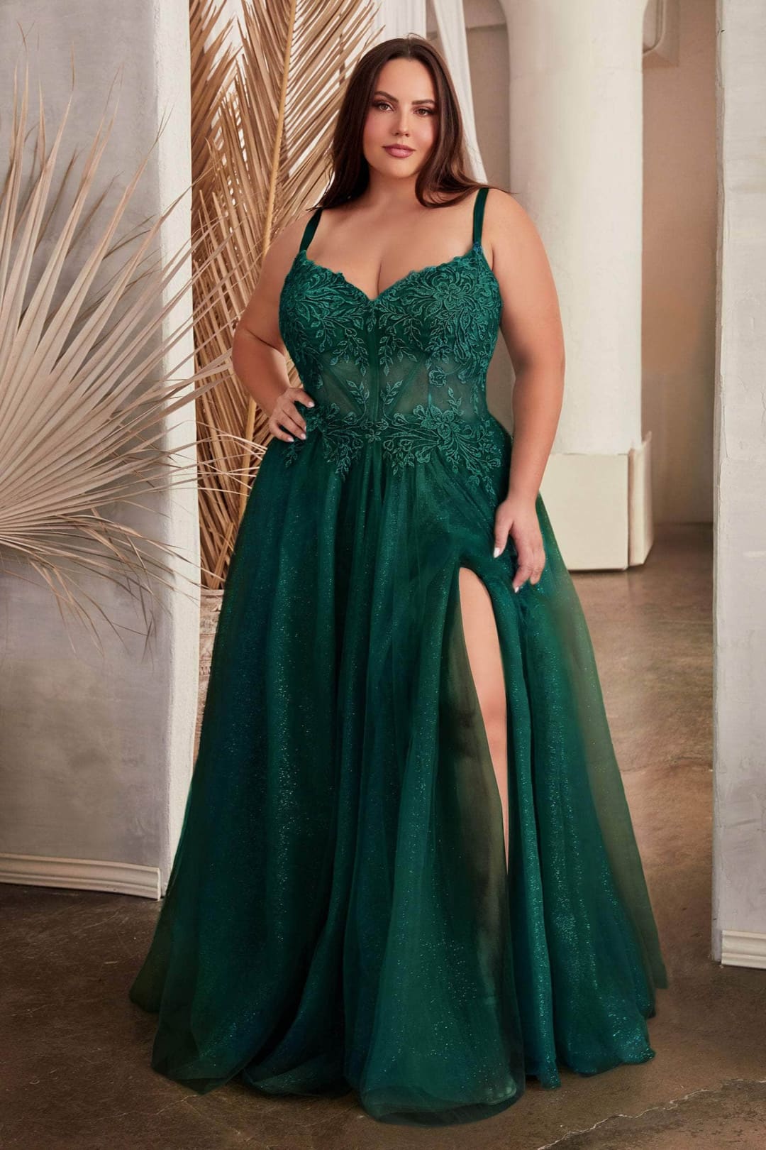 Ladivine C150 - Sweetheart Prom Dress with Foliage Detail - Prom