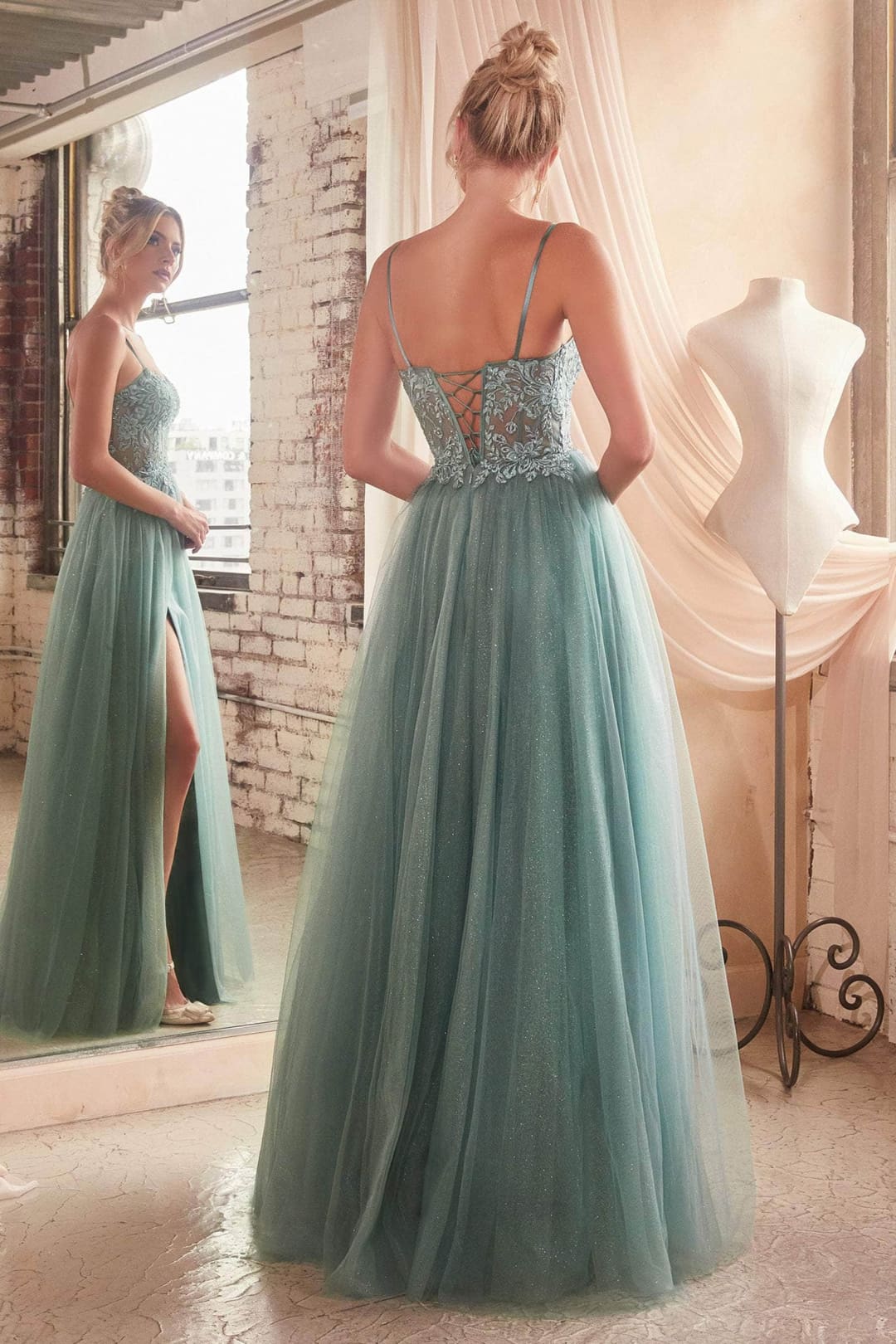 Ladivine C150 - Sweetheart Prom Dress with Foliage Detail - Prom