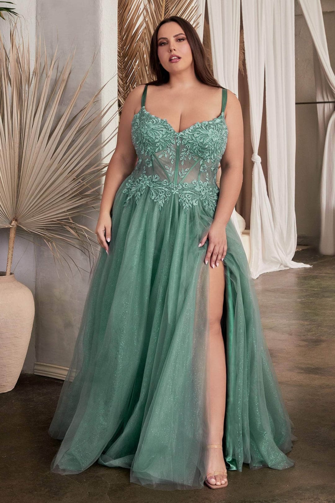 Ladivine C150 - Sweetheart Prom Dress with Foliage Detail - Prom