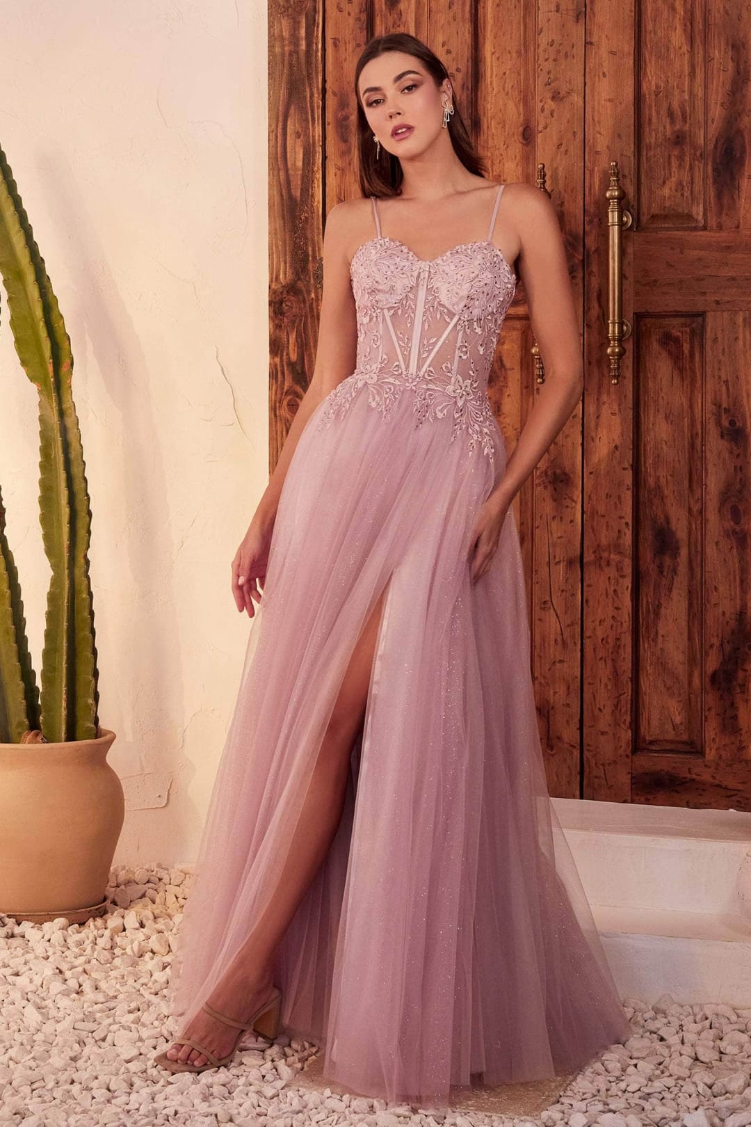 Ladivine C150 - Sweetheart Prom Dress with Foliage Detail - Prom