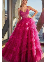 Ladivine C152 - Embroidered V-Neck Ballgown