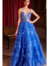 Ladivine C152 - Embroidered V-Neck Ballgown