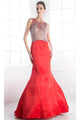 Ladivine C238 - Bedazzled Mermaid Gown - Red / 2 - Prom
