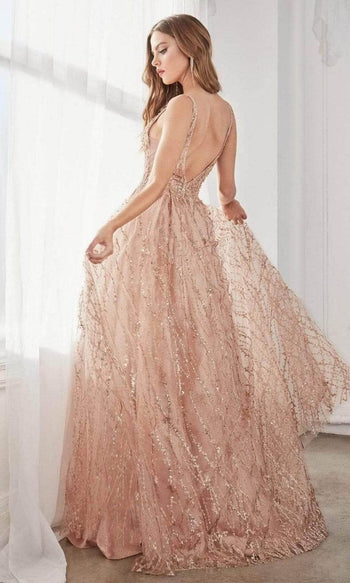 Ladivine C32 - Glitter Lace A-Line Evening Gown - Prom