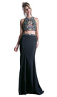 Ladivine C80312 - Floral Embroidered Two-Piece Formal Dress - Prom