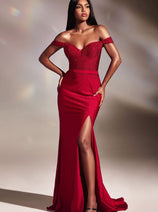Ladivine CA106 Stunning Hot Stone Embellished Red Carpet Dress