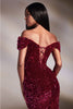 Ladivine CA109 Slim Fit Sequined Off-Shoulder Knot Prom Dress