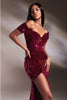 Ladivine CA109 Slim Fit Sequined Off-Shoulder Knot Prom Dress