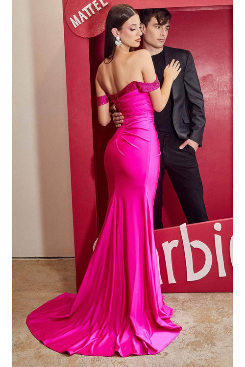 Ladivine CA110 Off-Shoulder Trumpet Gown with Beads - Prom