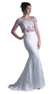 Ladivine CA314 - Off-Shoulder Floral Embroidered Gown - Prom