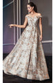Ladivine CB069 – Off-Shoulder Adorned Print Gown - Prom