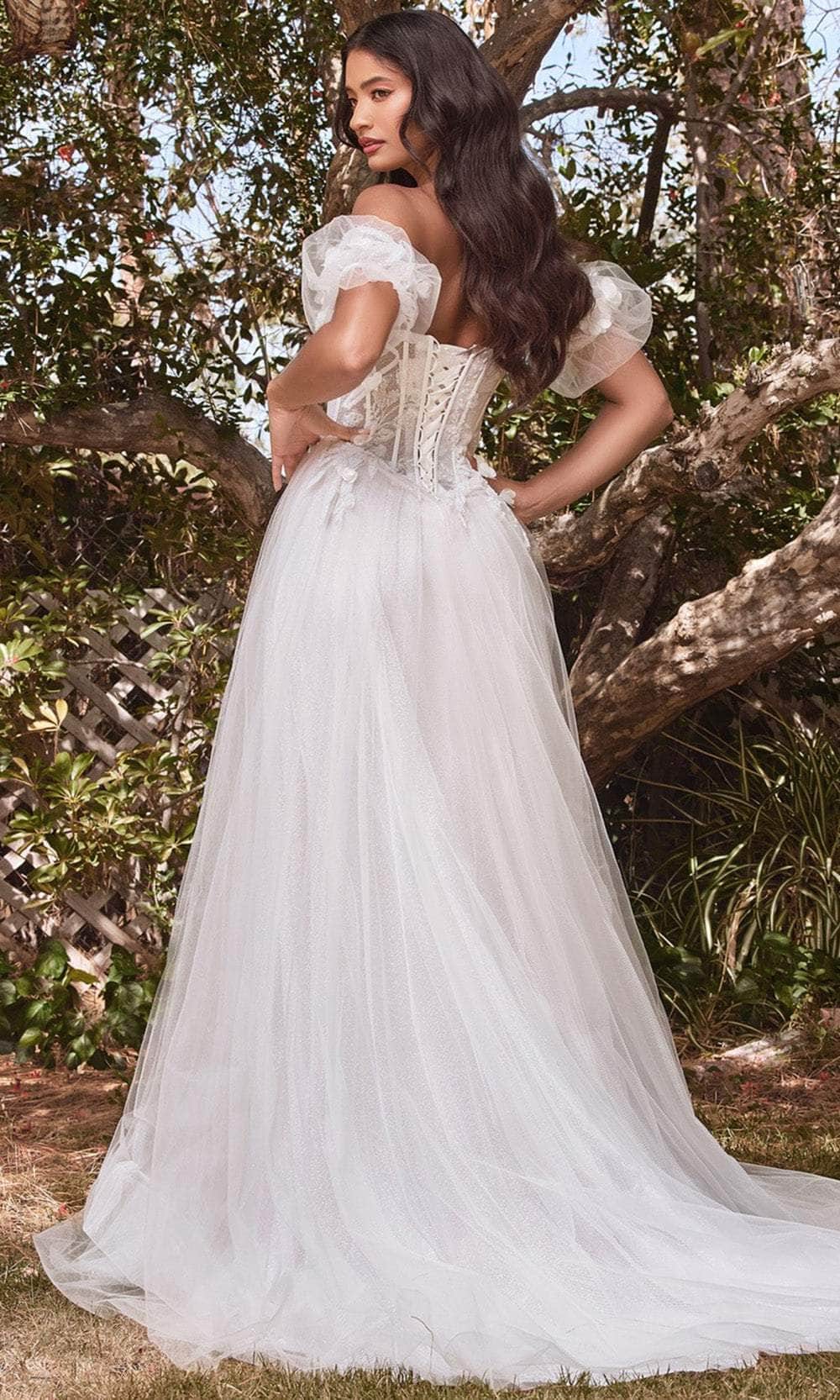 Ladivine CB080W - Strapless Floral Wedding Gown - Prom