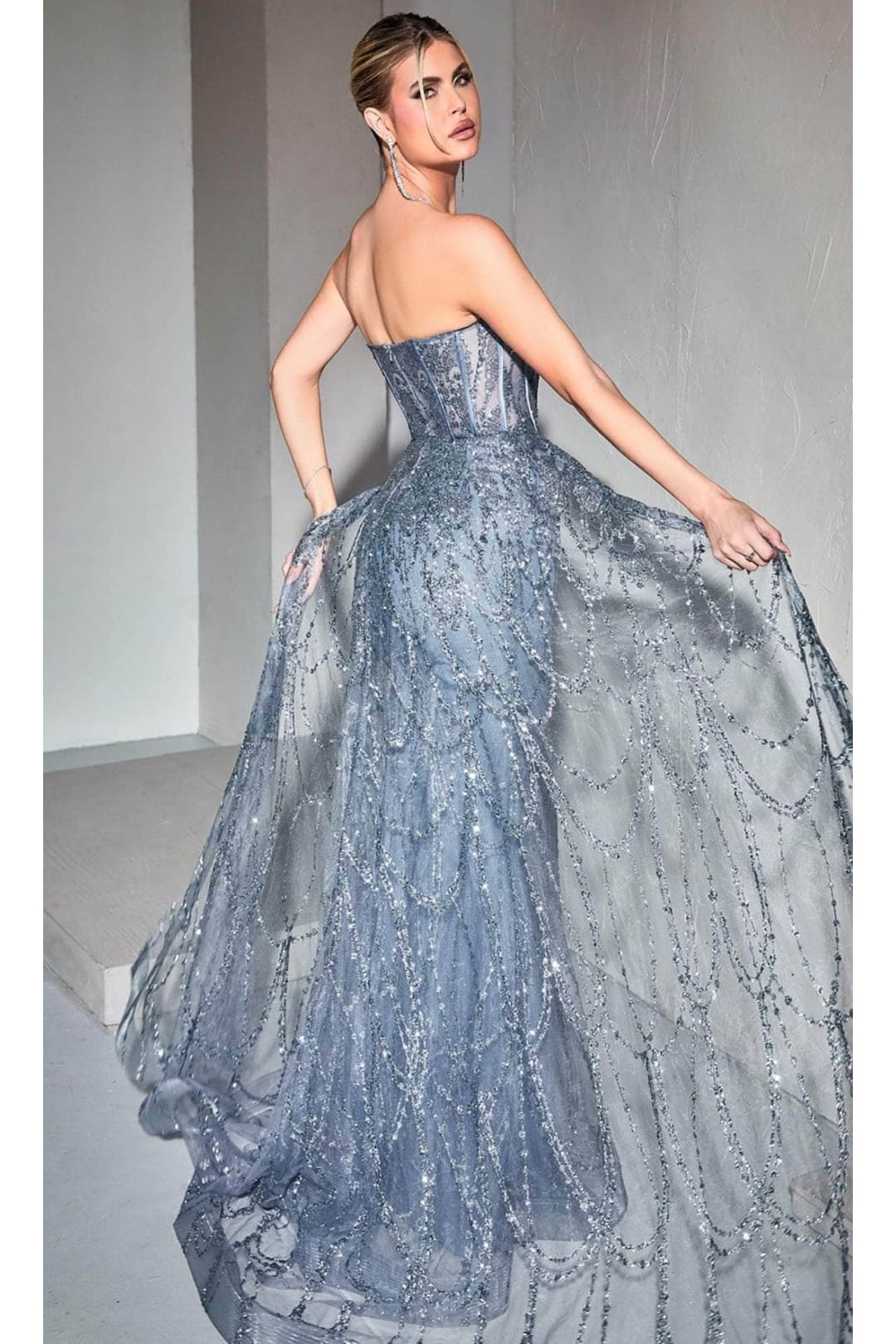 Ladivine CB095 - Strapless Overskirt Evening Dress - Prom