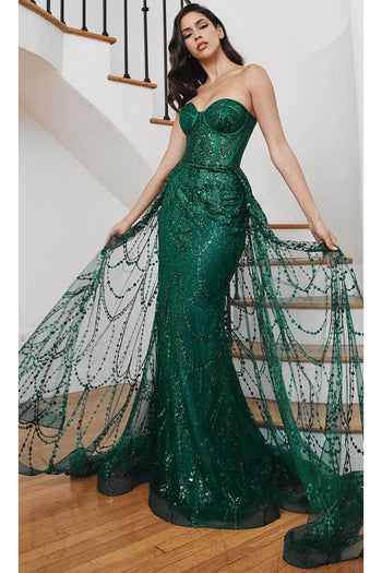 Ladivine CB095 - Strapless Overskirt Evening Dress - Prom