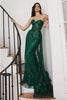 Ladivine CB095 Sweetheart Glitter Corset Fit Overskirt Evening Gown - EMERALD / 2 Dress