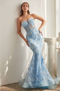 Ladivine CB099 Sexy Sweetheart Corset Butterfly Printed Mermaid Gown - Dress