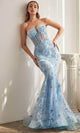 Ladivine CB099 - Strapless Butterfly Print Dress - Prom