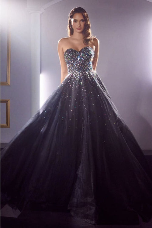 Ladivine CB114 Strapless Bejeweled Embellished Layered Tulle Ball Gown - Dress