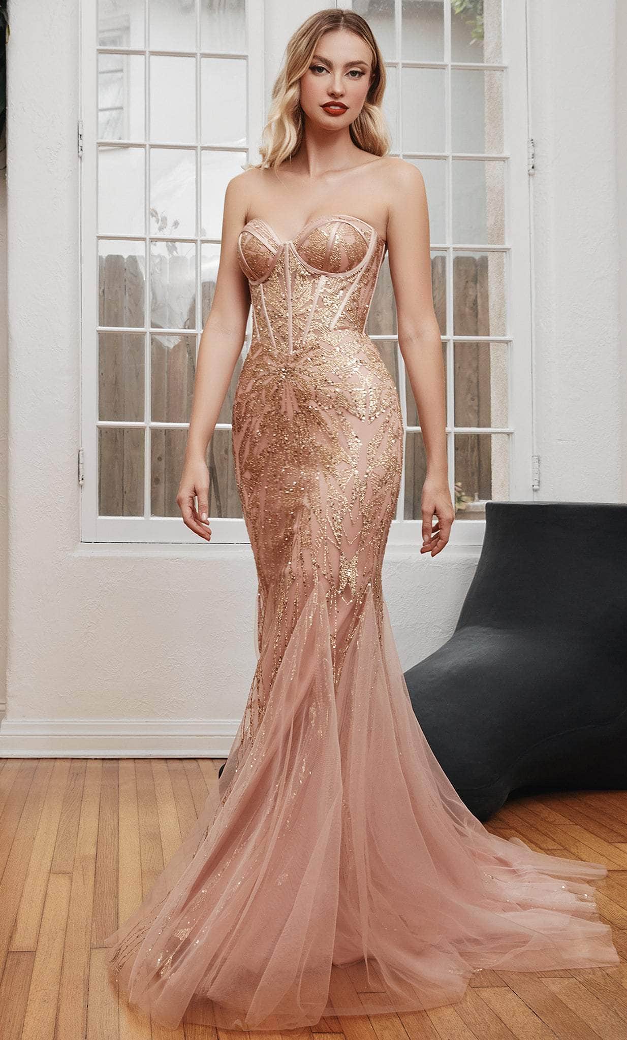 Ladivine CB116 - Strapless Beaded Mermaid Gown - Prom