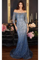 Ladivine CB118 - Quarter Sleeve Embellished Evening Gown - Prom