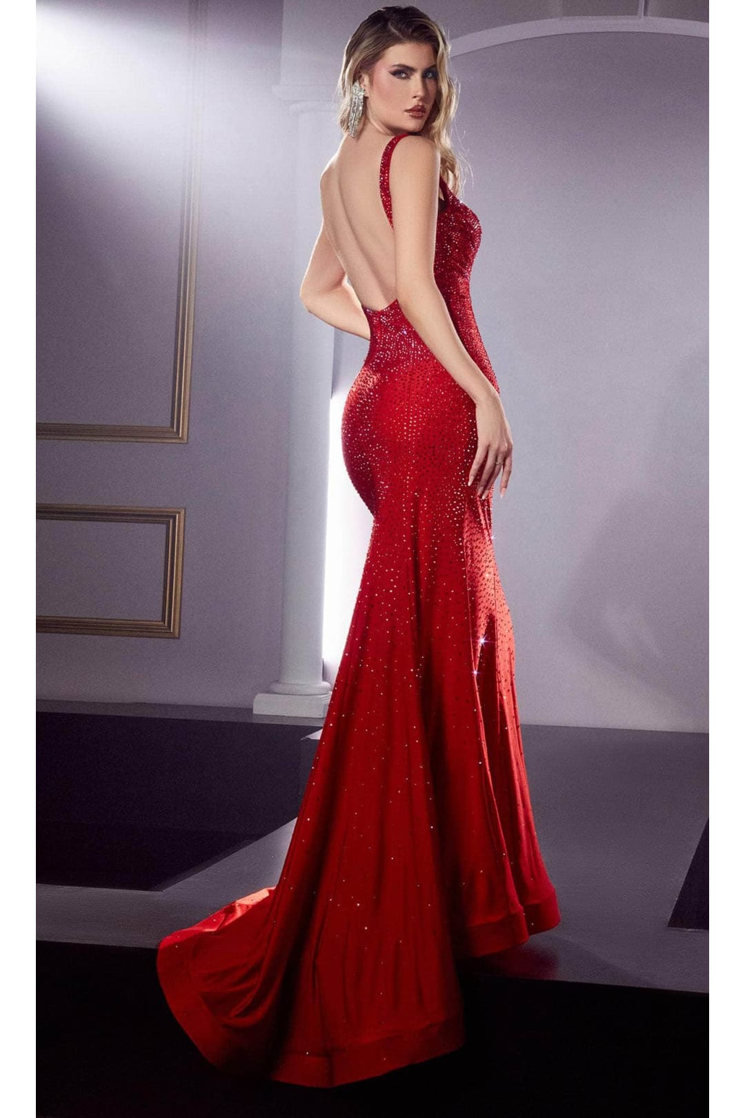 Ladivine CB119 - Scoop Back Rhinestone Prom Gown - Prom