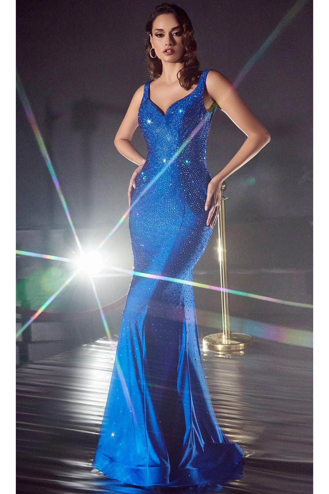 Ladivine CB119 - Scoop Back Rhinestone Prom Gown - Prom