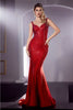 Ladivine CB119 Sexy Mermaid Hot Stone Embellished Prom Dress - RED / 4