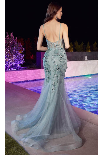 Ladivine CB121 - Butterfly Applique Sleeveless Gown - Prom