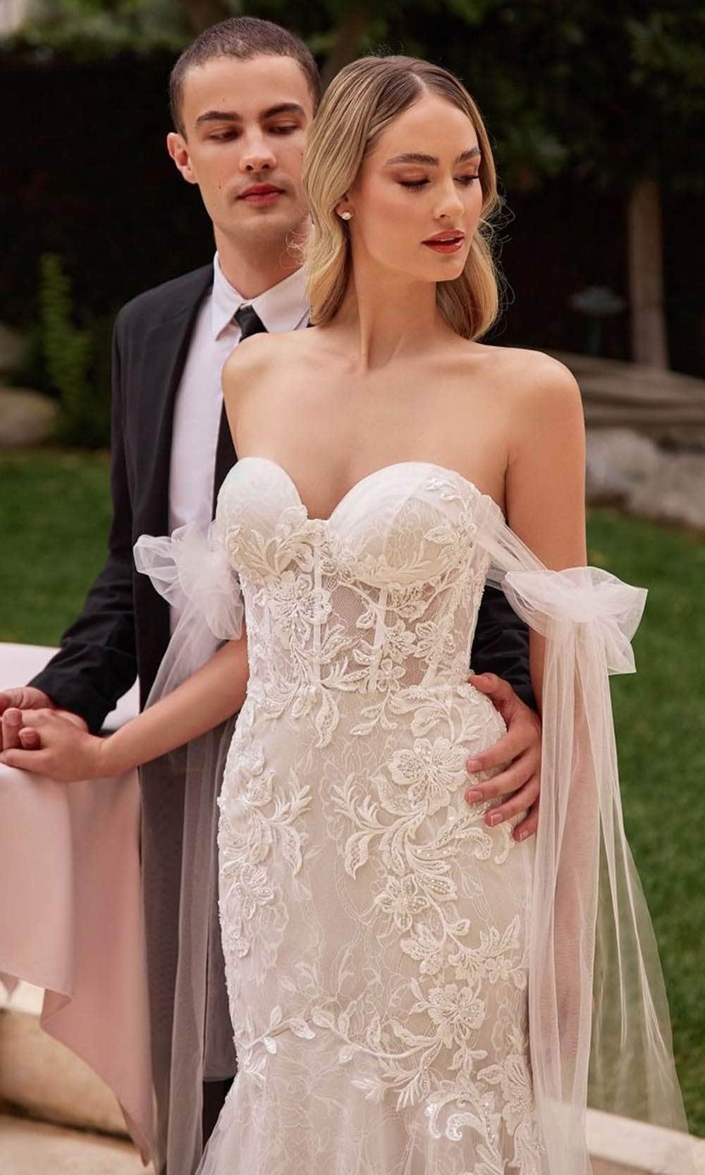 Ladivine CB125W - Lace Off-Shoulder Mermaid Gown - Prom