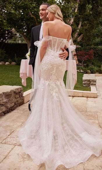 Ladivine CB125W - Lace Off-Shoulder Mermaid Gown - Prom