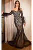 Ladivine CB127 Off-Shoulder Sheath Gown with Illusion - Prom