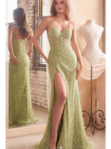 Ladivine CB136 - Pearl Beaded Illusion Dress
