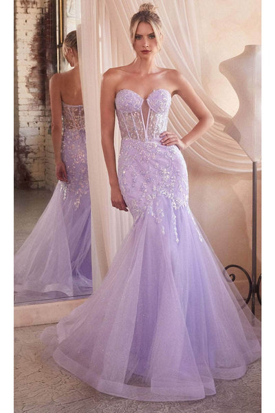 Ladivine CB139 - Sequin-Embellished Glitter Evening Gown - Lavender / 4 - Prom