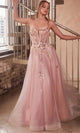 Ladivine CB142 Floral Sequin Strapless Evening Gown - Prom